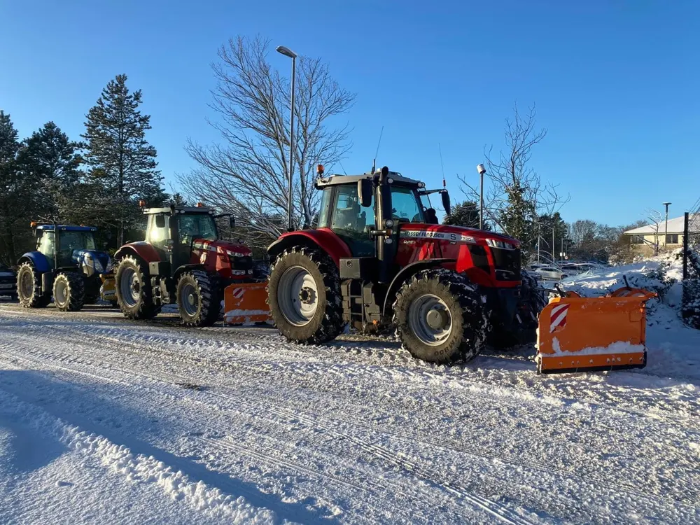 Tractor with snow plough