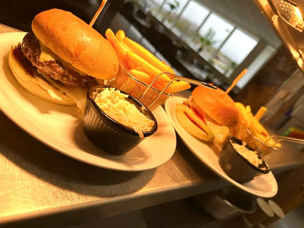 Burger and chips